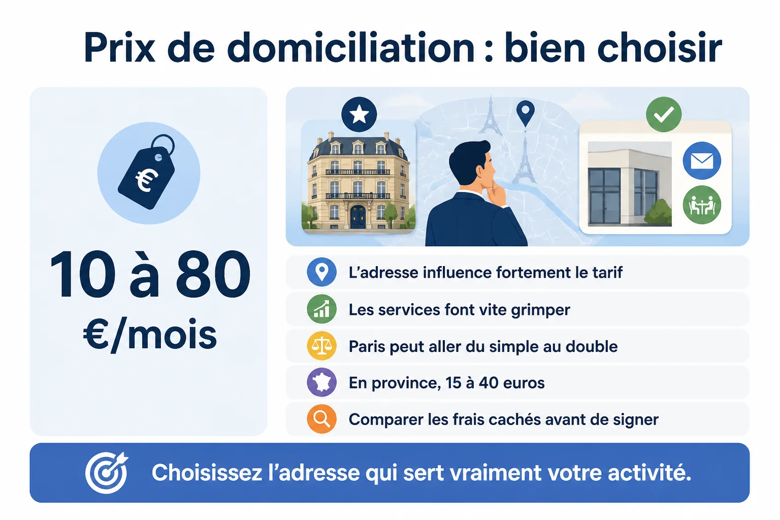 Combien coûte une domiciliation d'entreprise à Paris et en province ?